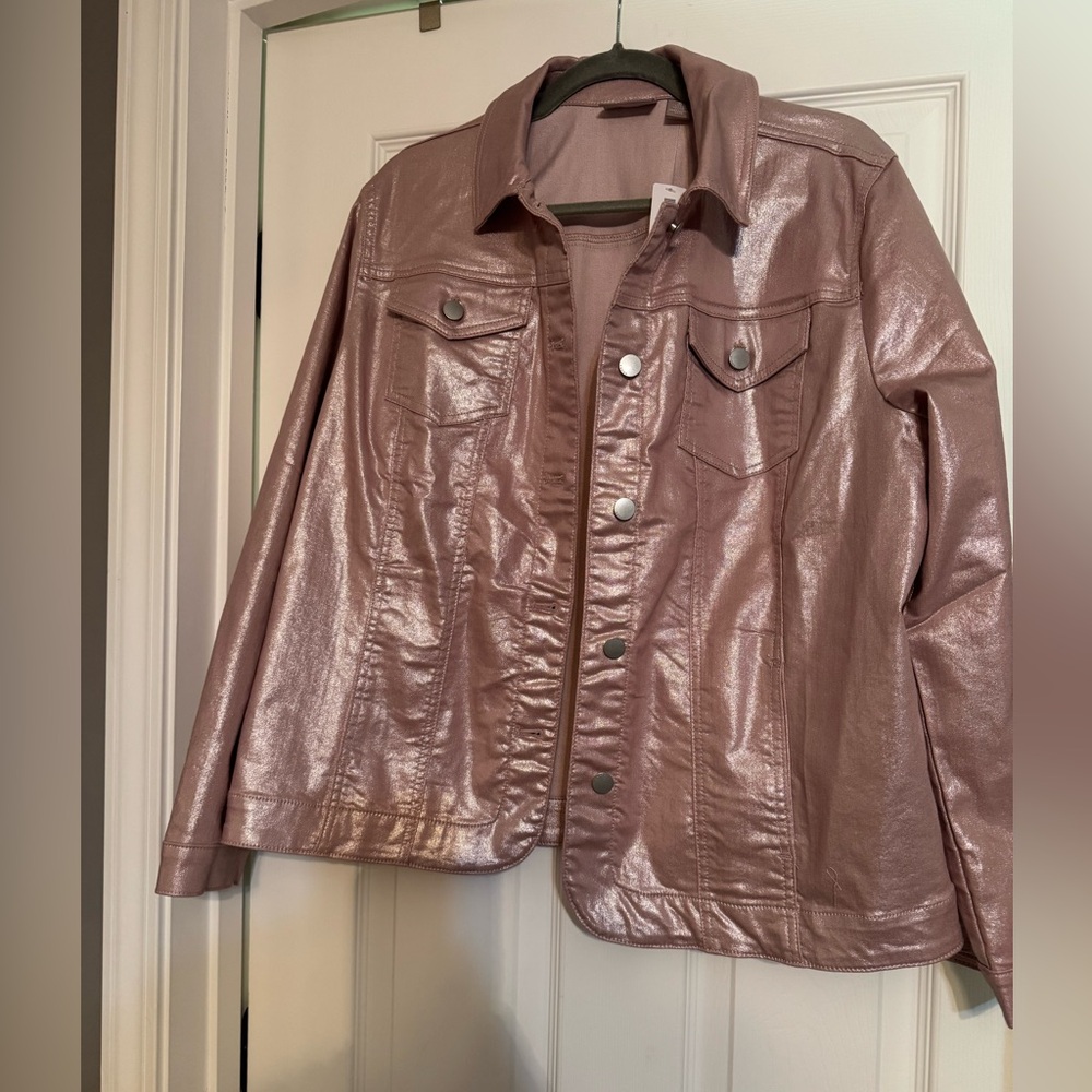 Shimmer pink denim jacket